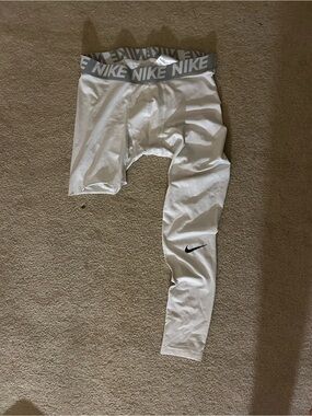 White Nike Compression one leg tights